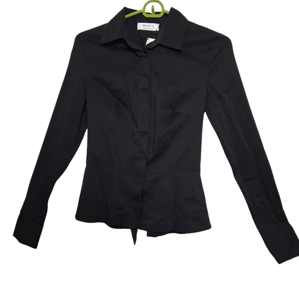 Bailey/44 Black Button Up Long Sleeve Blouse Lace Up Size Xs NWT